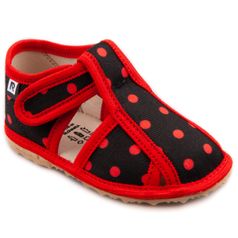 Children's slippers – black red dots