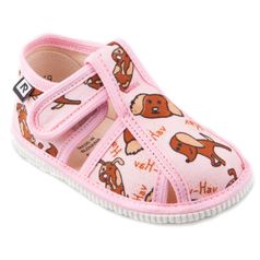 Children's slippers – pink dog