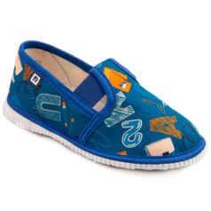 Children's slippers - blue school